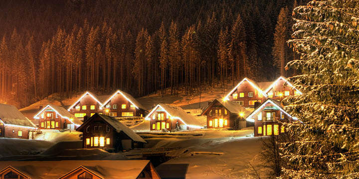 Bukovel in winter at night